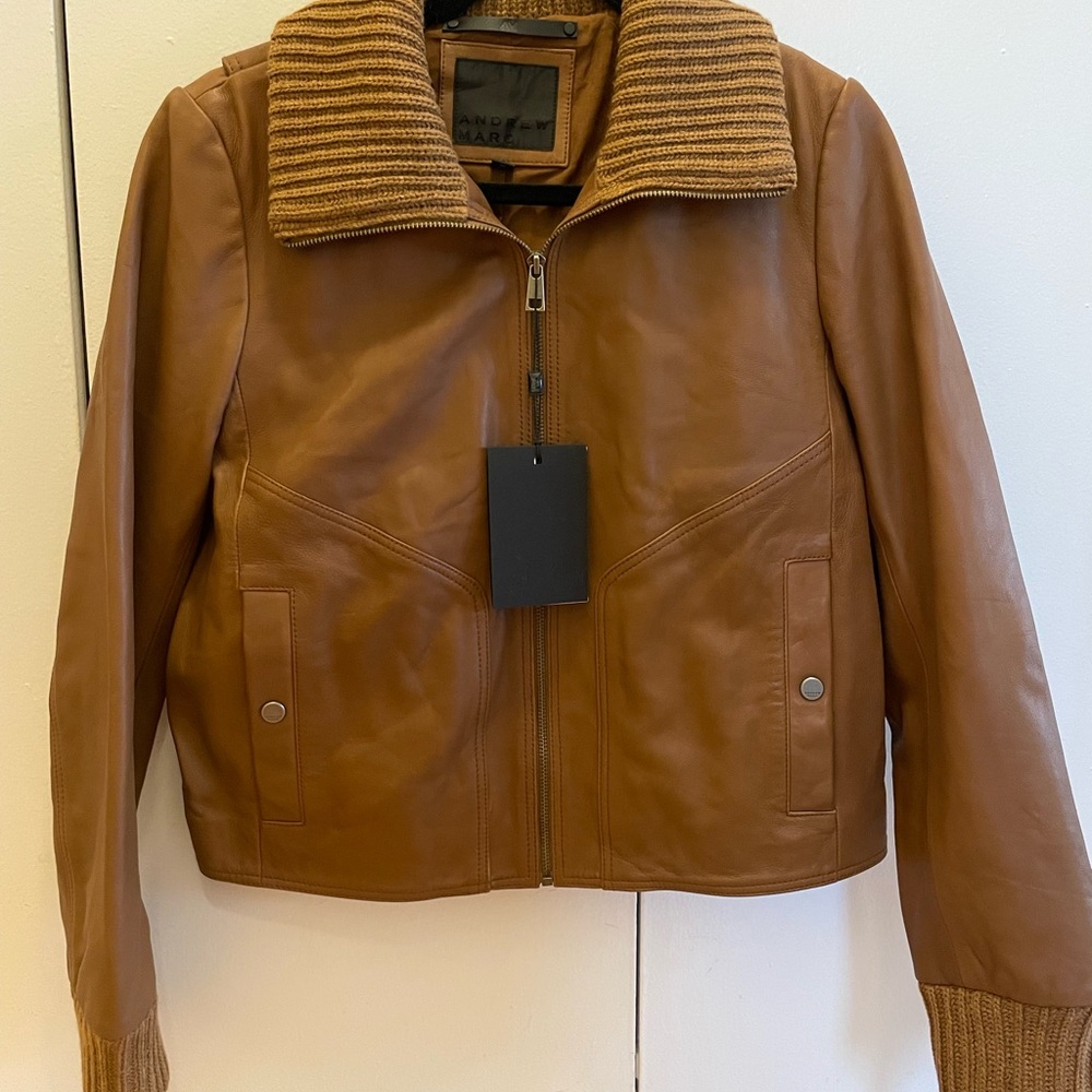 Andrew Marc Tan Leather Jacket by Marc Jacobs